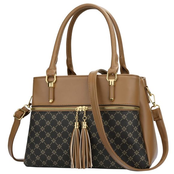 Brown Floral Pattern Leather Shoulder Bag Bags